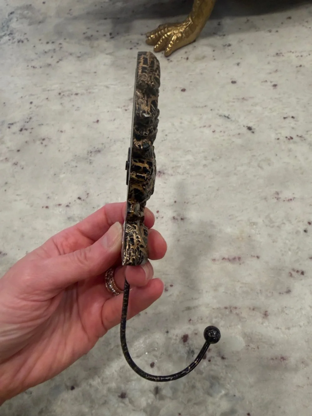 Rustic Rooster Wall Hook - Black and Gold